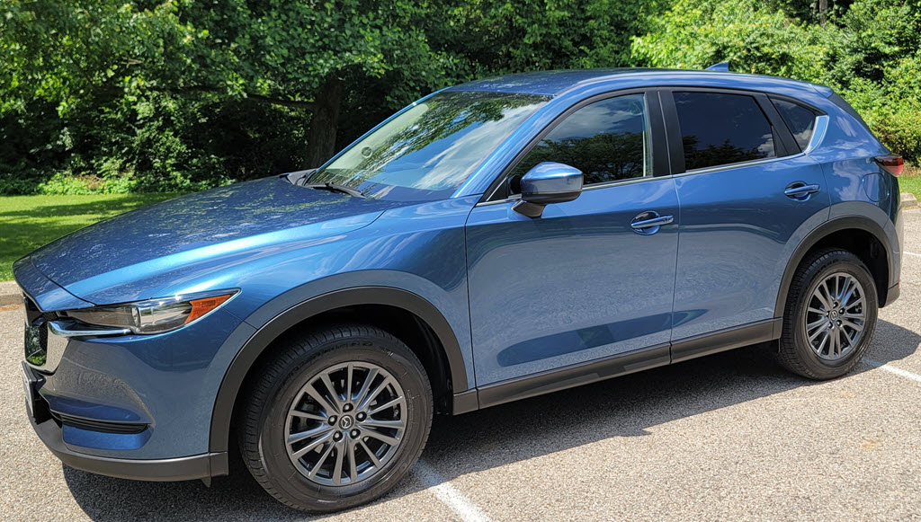 Trim Transformation from Dull to Dazzling on Our 2019 Blue Mazda CX5 Touring!