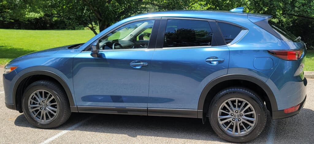 Trim Transformation Made Easy on a 2019 Blue Mazda CX5 using Mothers Back to Black.