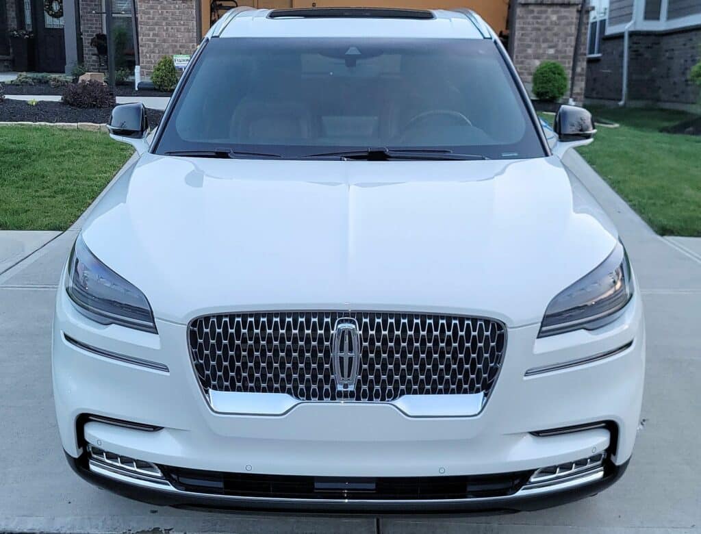 2020 White Lincoln Aviator Completely Detailed on 5-6-2023 - Front & Top View.