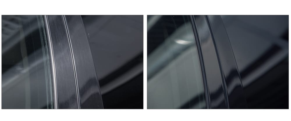 Tinted Black Car Windows that Reflect the Glass Ceiling